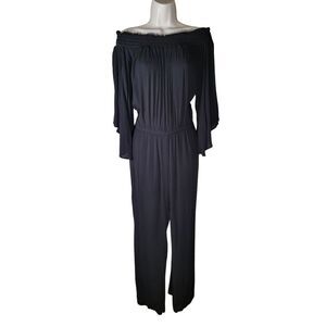 Nordstroms Karen Kane Women's Size Medium Jumpsuit Black Cape Sleeve Made in USA